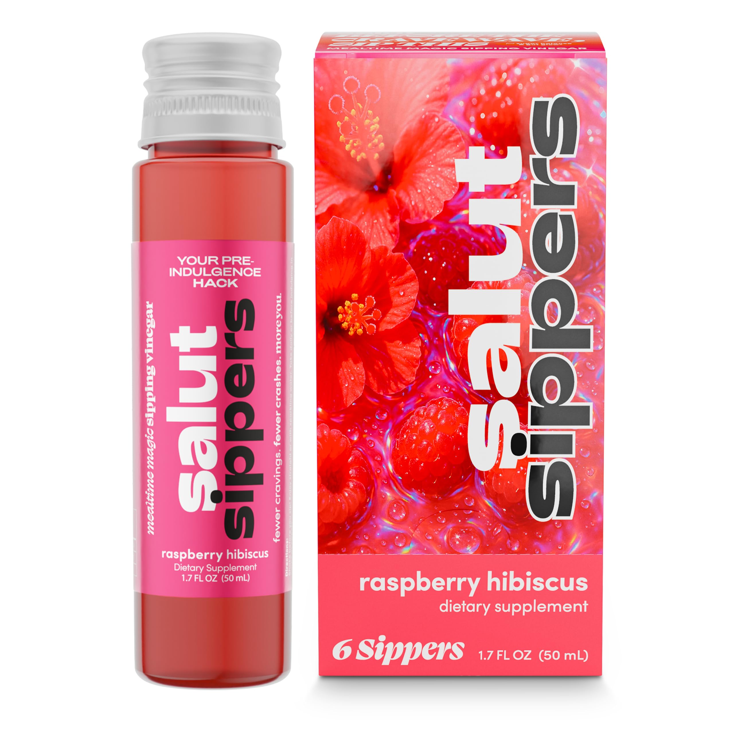 Salut Vinagre de Framboesa e Hibisco sem Açúcar, 50 mL, 6 tubos