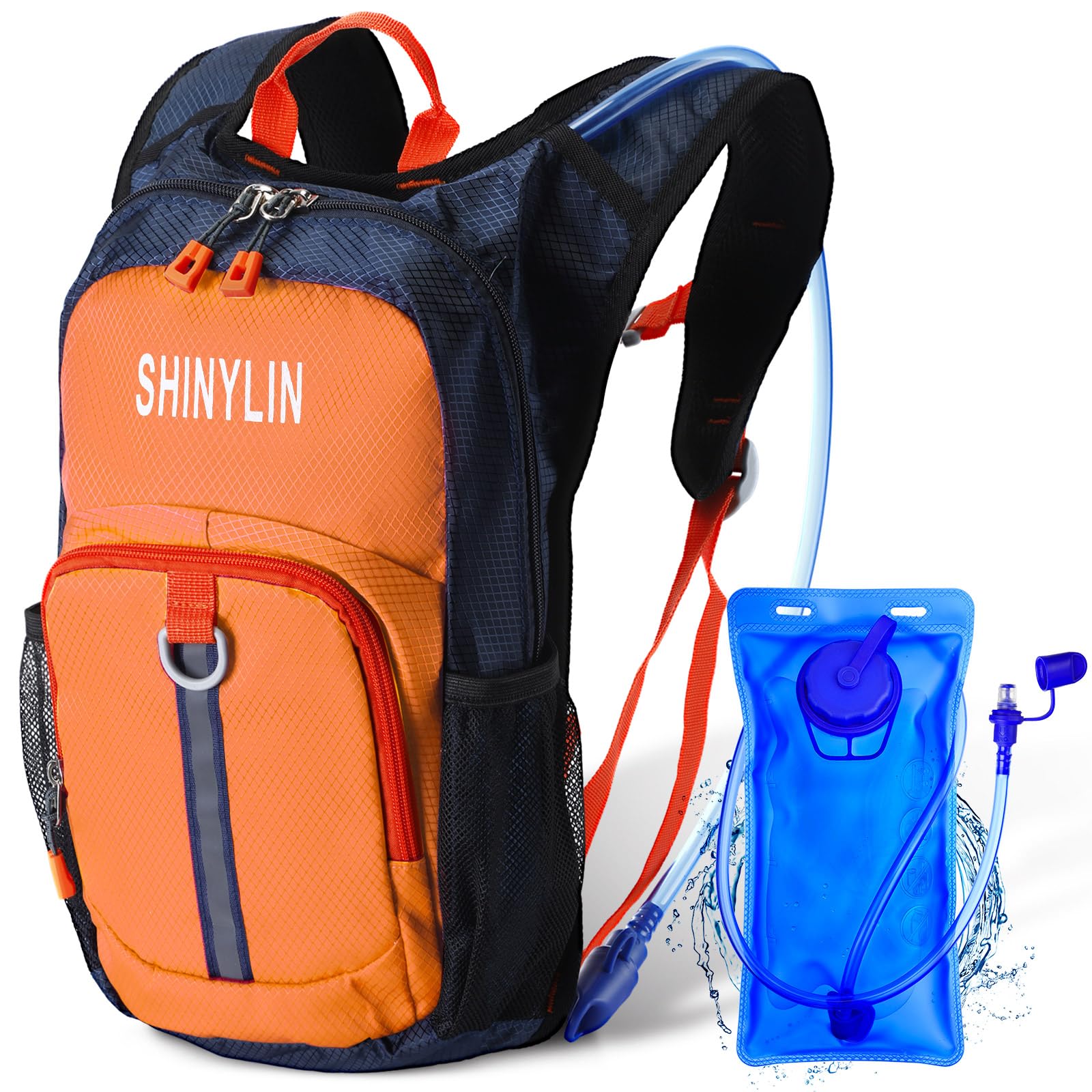 Shinylin Kids Hydration Backpack with 1.5L Water Bladder Hiking Backpack Lightweight for Boys or Girls Children Biking Climbing Running Cycling