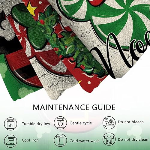 Miniatura 7 de Juego de 4 fundas de almohada decorativas de ratón de Navidad de 20 x 20 pulgadas, decoración de funda de cojín de lunares con corona de caramelo de