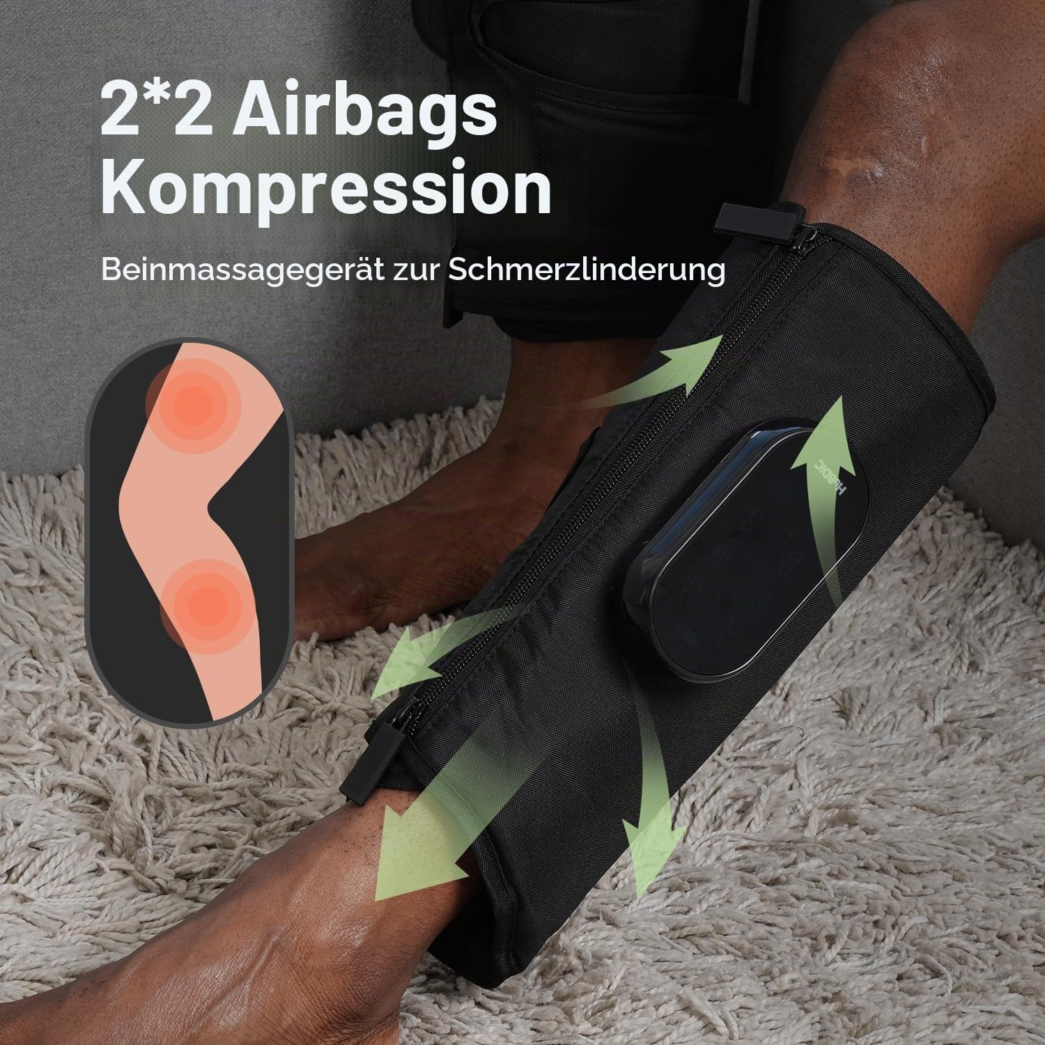 HubiCare Beinmassagegerät mit Luftkompression & Wärme (3 Stufen) – Kabellos, verstellbar, für Waden & Oberschenkel, ideal als Wadenmassagegerät zur Förderung der Durchblutung (1 Stück)