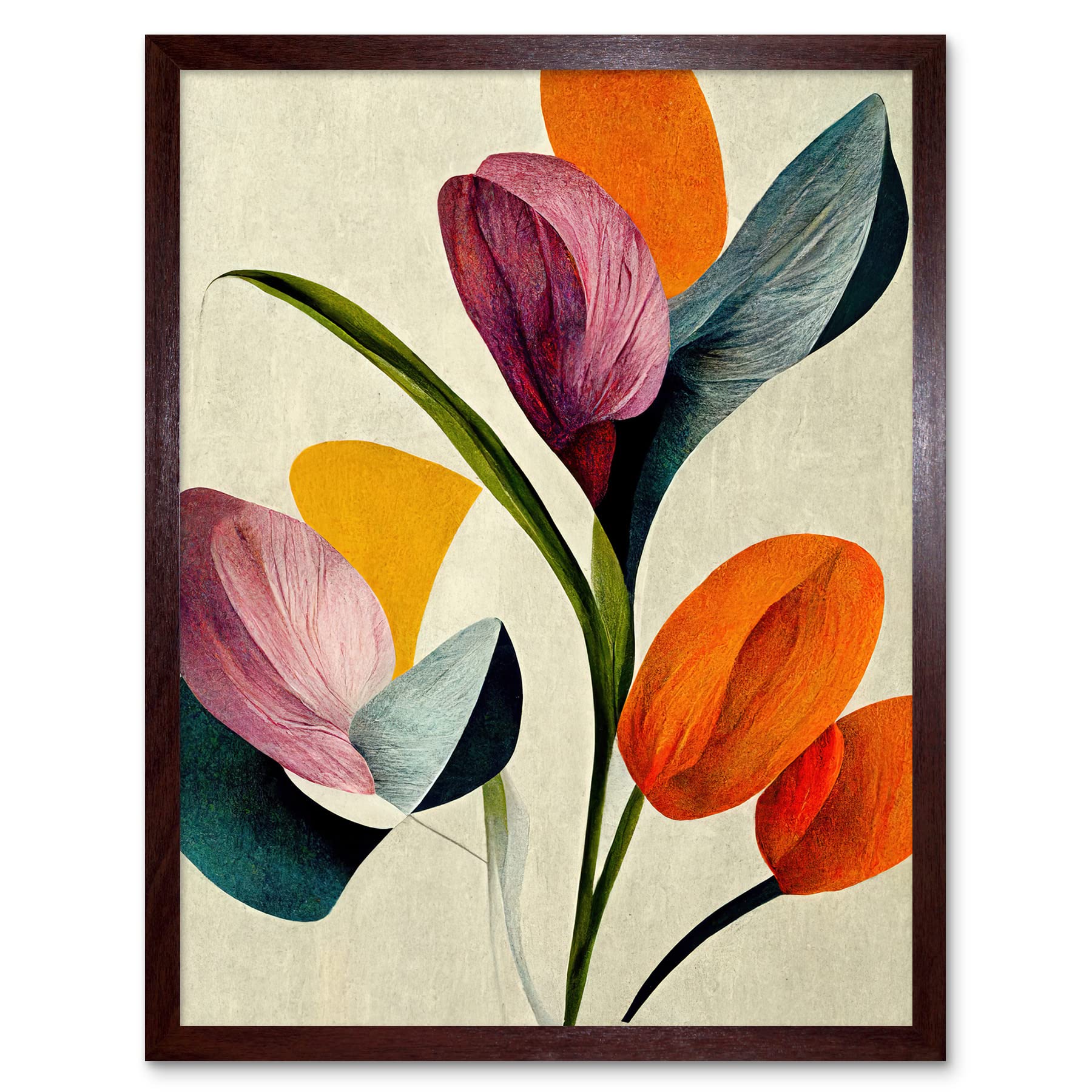 Spring Flowers Floral Bouquet Bold Abstract Framed Wall Art Picture Print 12x16