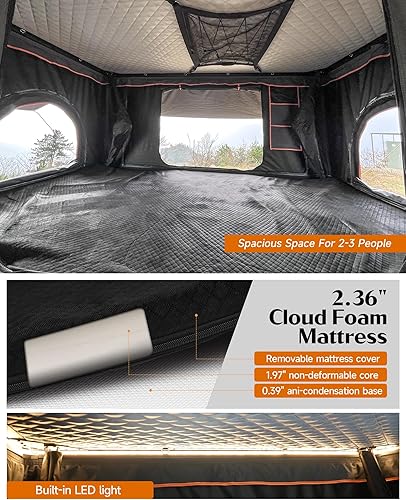 Miniatura 7 de Alumnimun - Tienda de campaña rígida con aislamiento de invierno, cubierta rígida para 2 personas para camping, camión, camioneta, adecuada para