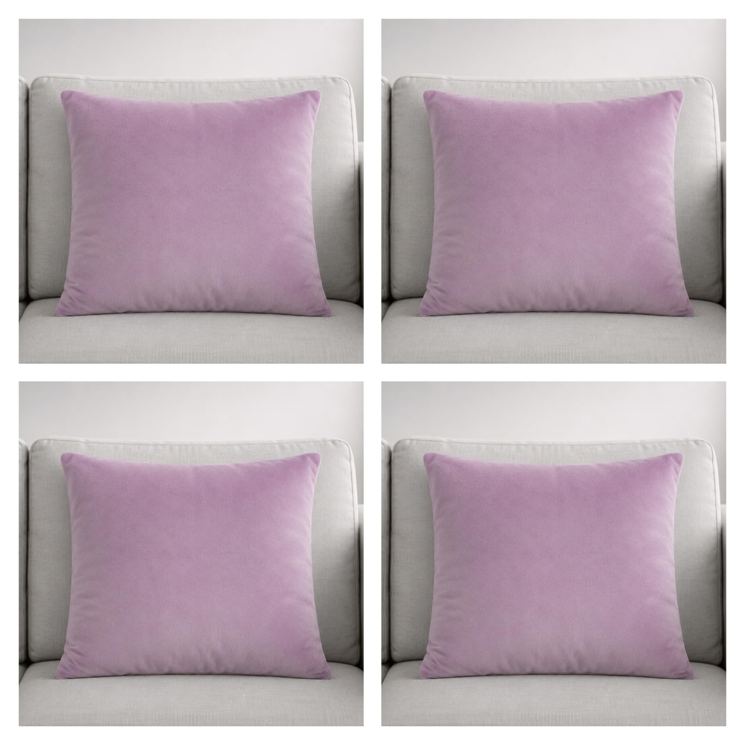 Seechoo Velvet Cushion Covers 40x40cm 16x16 Inch โ Packs of 2 or 4 (4, Lavender) โ image 1