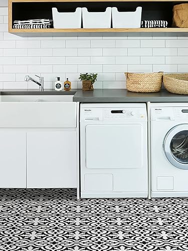 Miniatura 6 de FloorPops FP3828 Parma - Azulejos de suelo para despegar y pegar, color negro (paquete de 2)