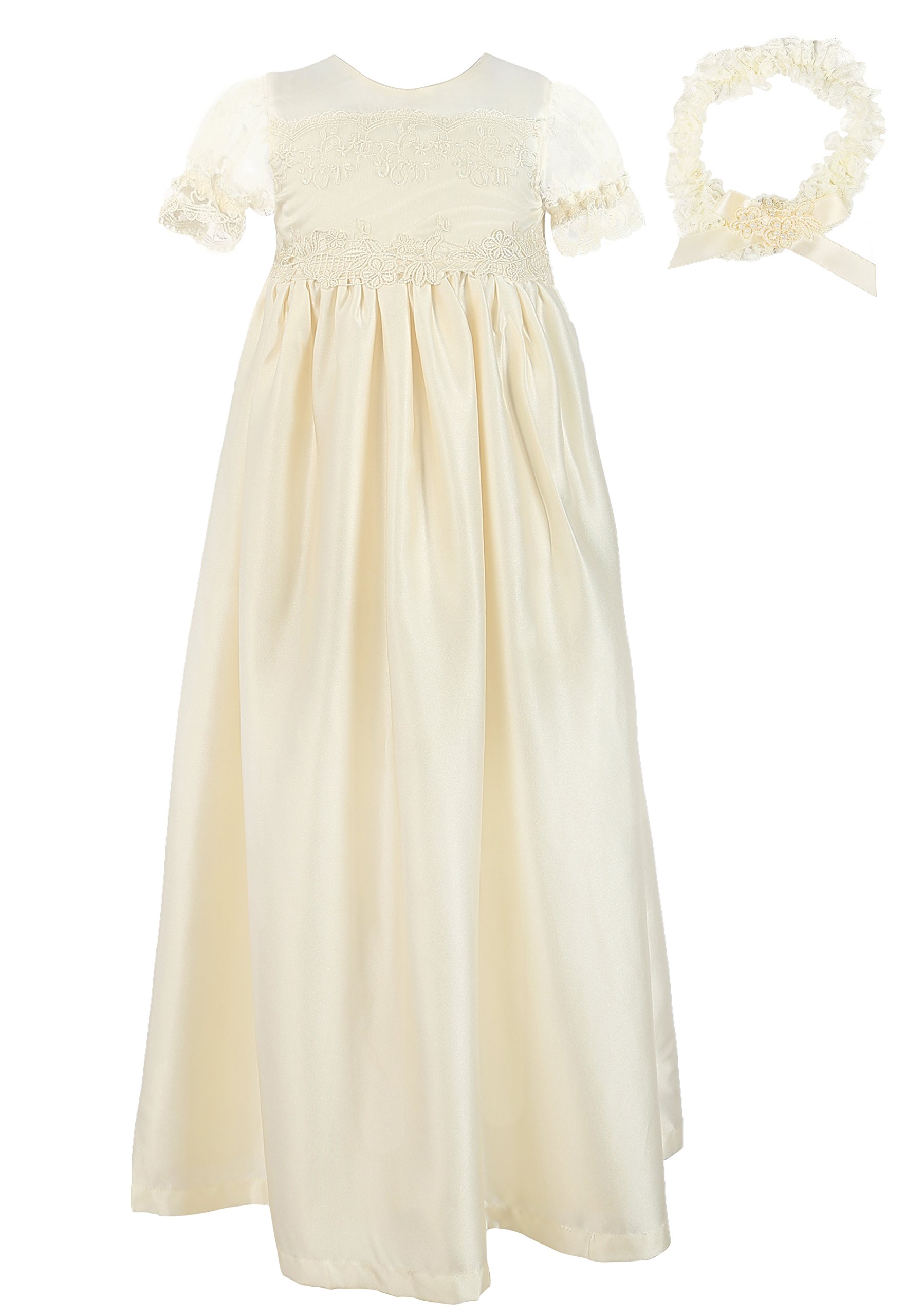 Nimble Baby Girls Christening Gowns Baptism Embroidered with Headband for 0-12 Months