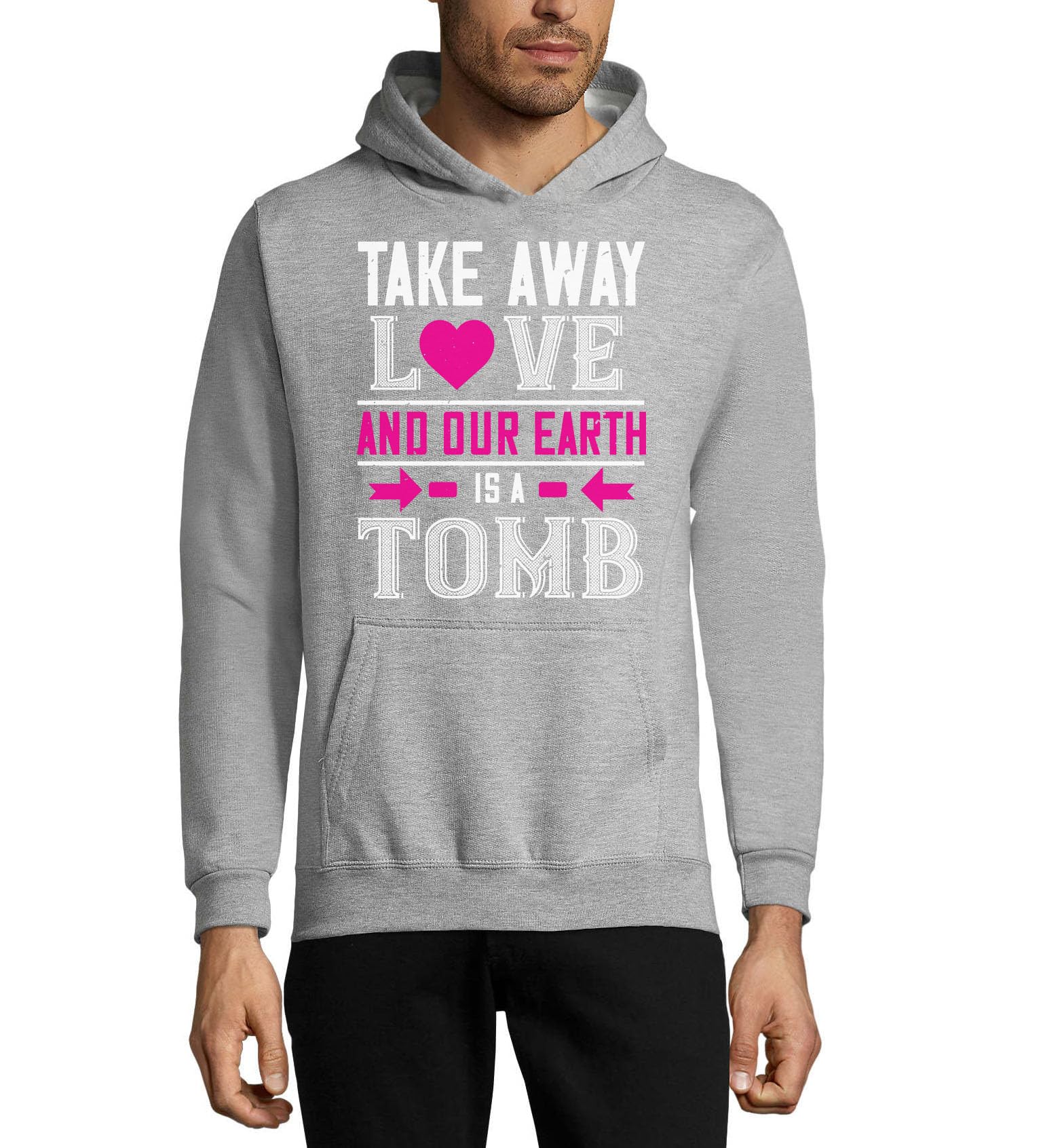 'Take Away Love And Our Earth Is A Tomb Heart' grafika unisex mieszanka bawełny bluza z kapturem bluza z kapturem szara