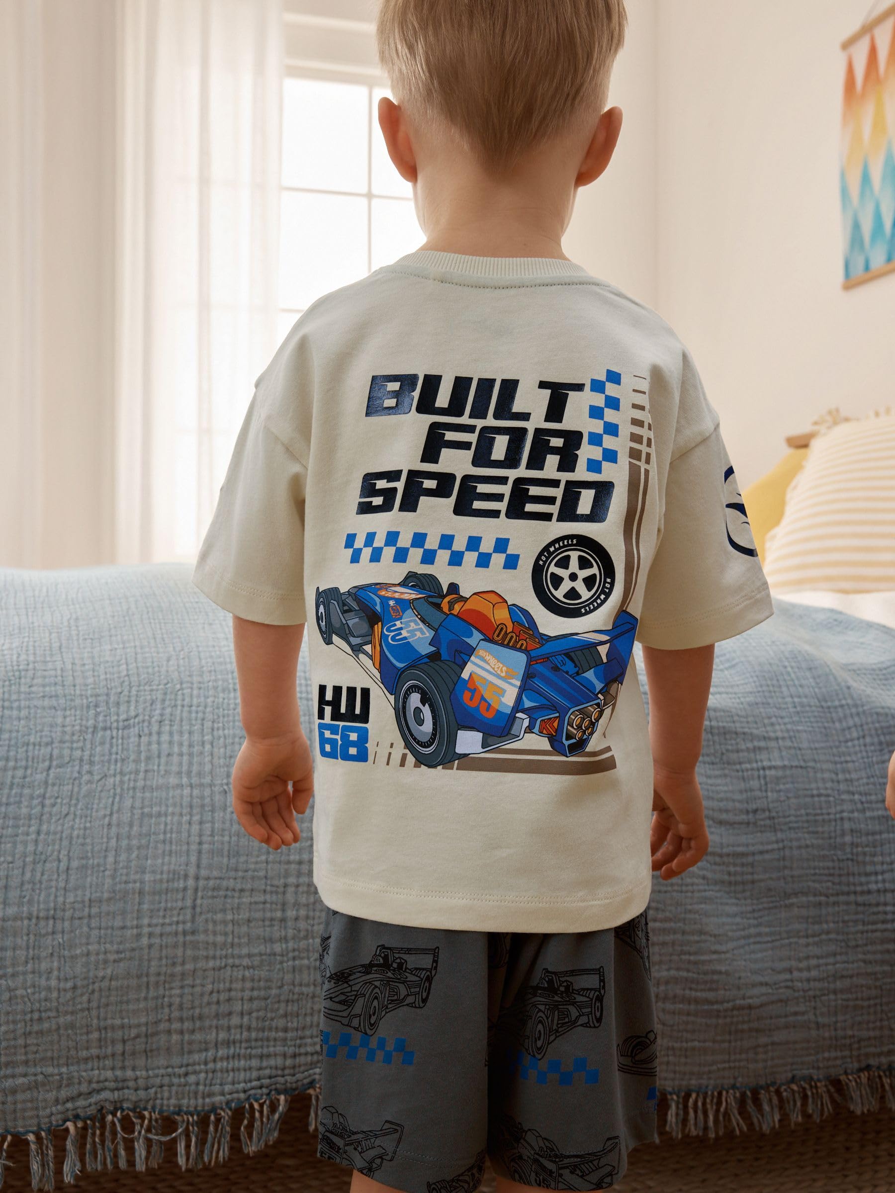 NEXT Jungen 2er-Pack Kurze Schlafanzüge, Hot Wheels
