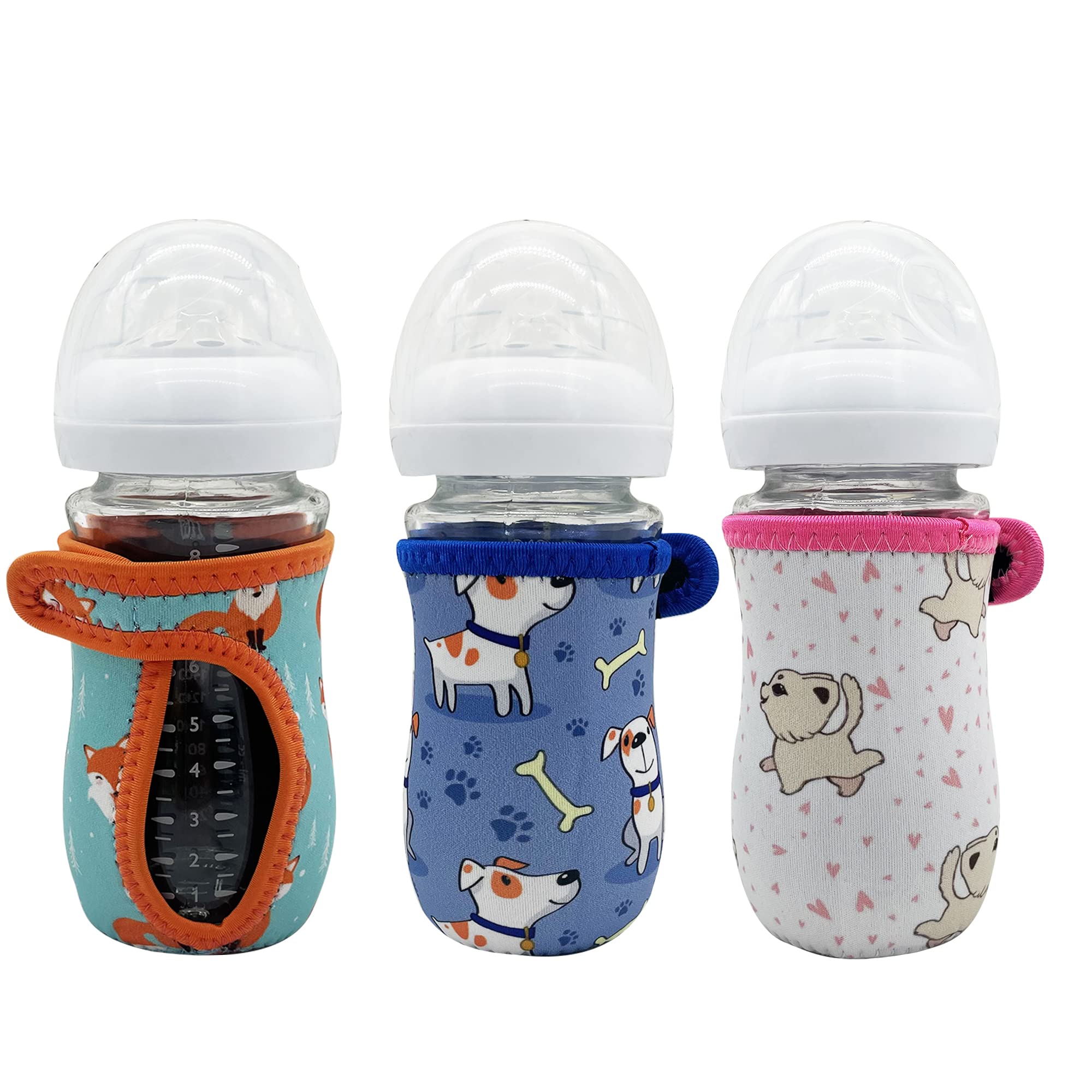 BRO-T 3 Pack 8oz Neoprene Bottle Sleeves for Philips Avent Natural Glass Bottles, Adjustable Sleeves – Improved Heat/Cold Retention – Moisture, Non-Slip Grip (Bottle not Included)