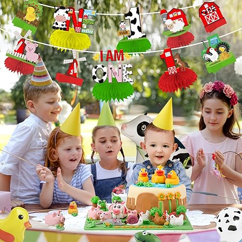 Miniatura 3 de Decoración de animales de granja para el primer cumpleaños, centros de mesa, tema de granero para el primer cumpleaños, cementos de panal de abeja,