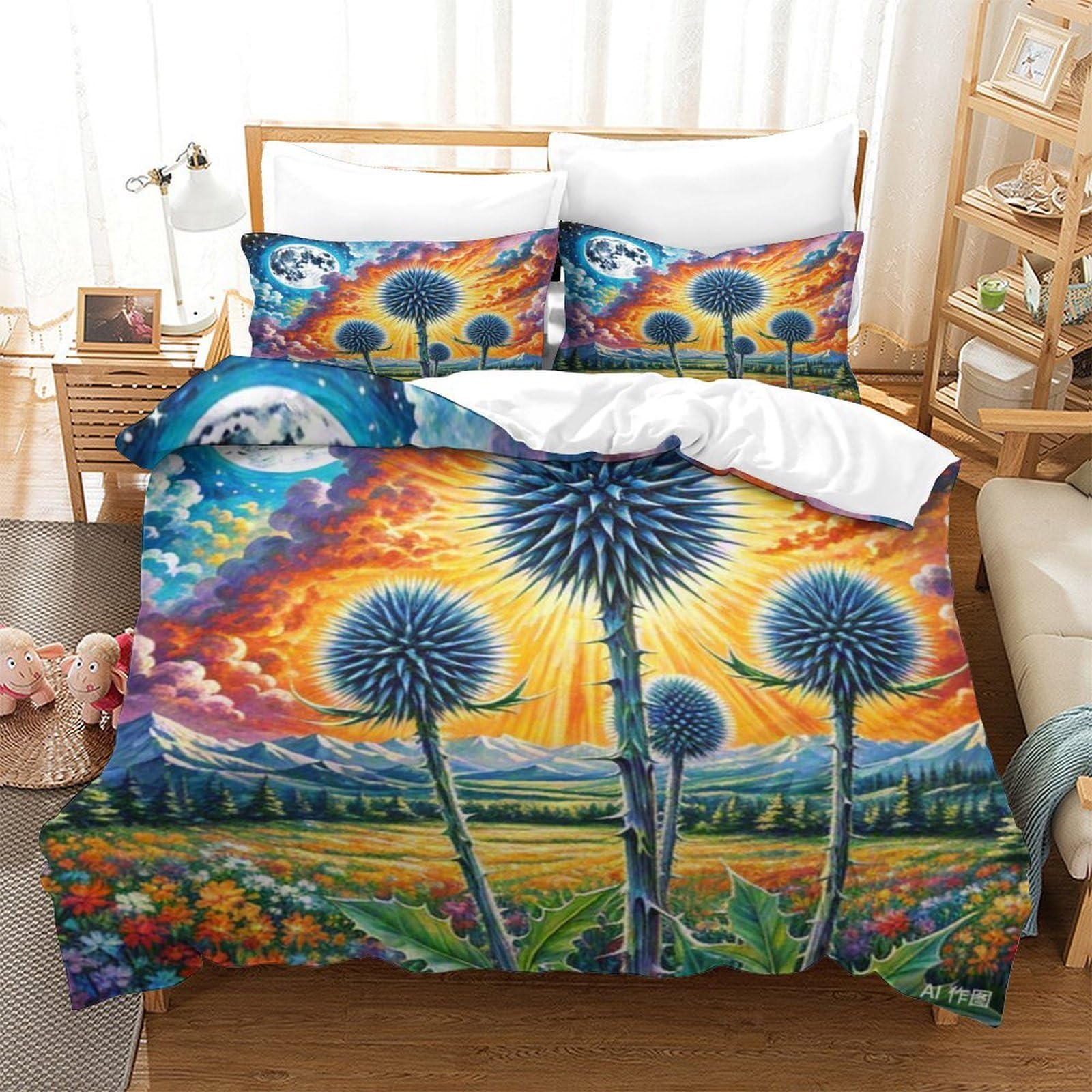 Linge de lit Echinops enfant et ado en microfibre respirante 140x200 single