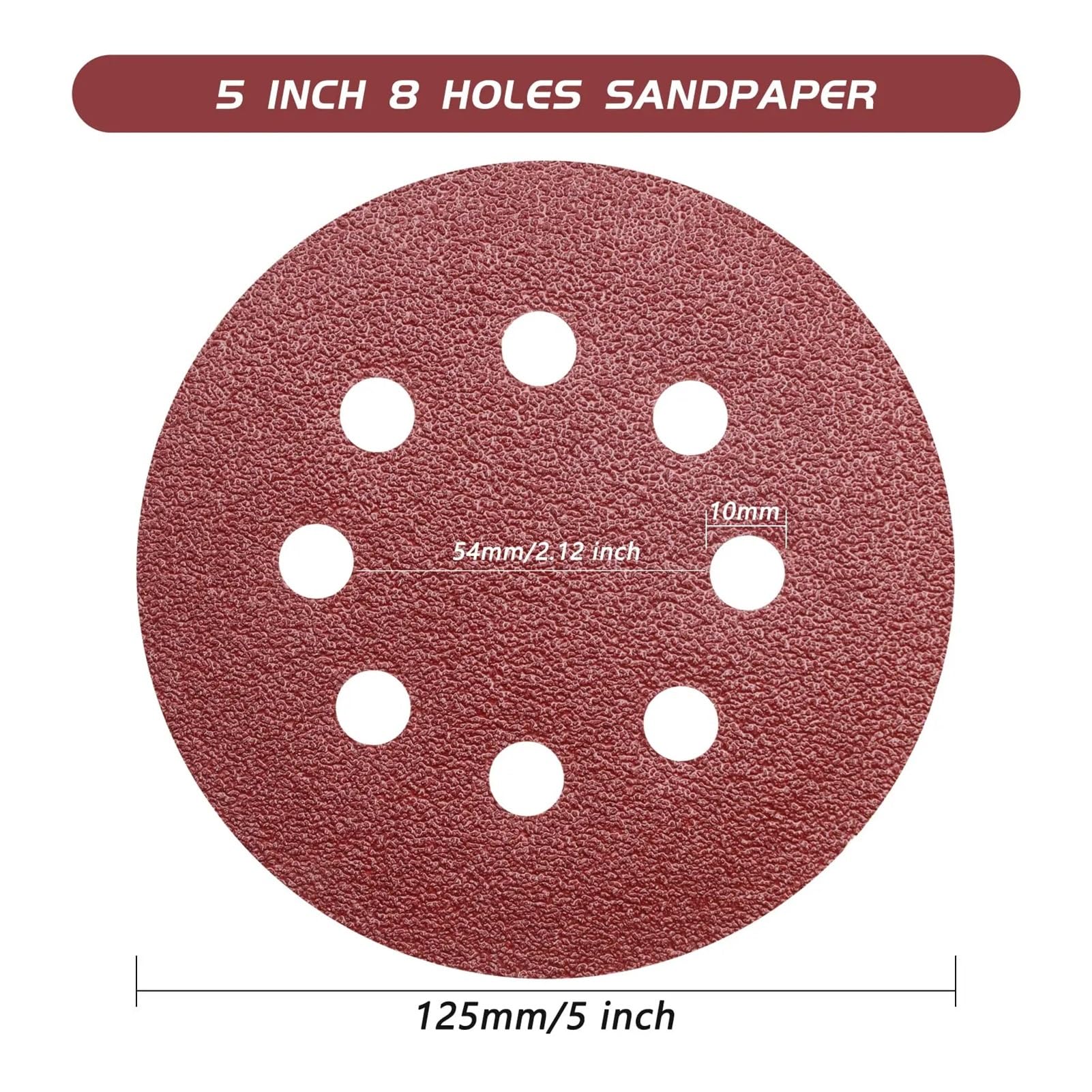 Carta Vetrata 20/50 pezzi 5 pollici 8 fori disco abrasivo gancio e anello carta vetrata rotonda 125 mm 40 a 2000 grana ossido di alluminio for levigatrice orbitale casuale(50 Pieces,800)