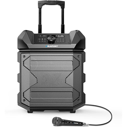 Blaupunkt Newly Launched Rock & ROLL PS150 Wireless Bluetooth 100W Outdoor Party Speaker with Karaoke Mic I 4500mAh Battery I Rugged I On The Wheels - Ultimate Sound for Unforgettable Parties
