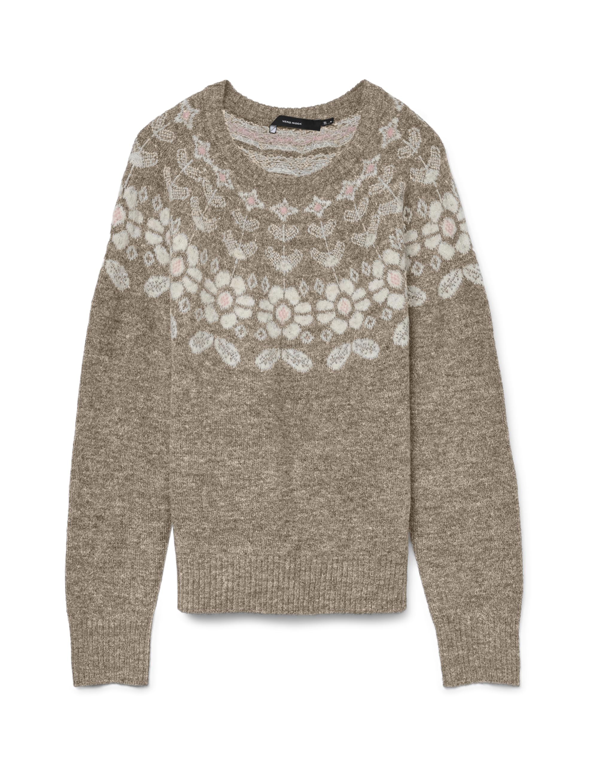 VERO MODA Vmsimone LS Nordic Jumper Ga Rep Boo, Silver Mink, XS