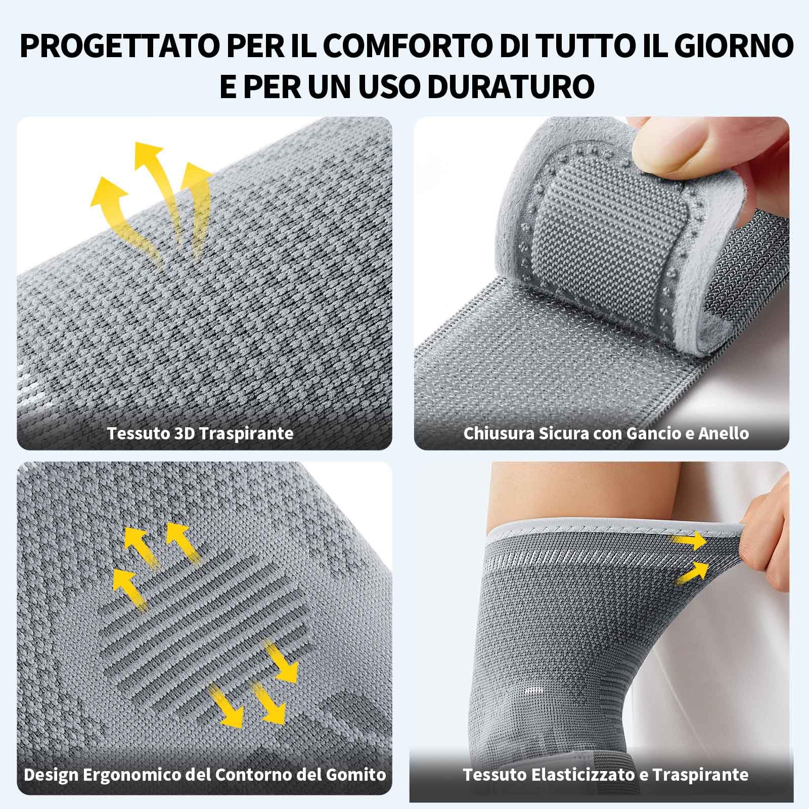 CAMBIVO Tutore Epicondilite Gomito con Doppio Cuscinetto in Gel da 5mm – Gomitiere Palestra a Compressione con Fascia Regolabile, Supporto per Tendinite, Tennis e Lavoro, Antiscivolo e Traspirante