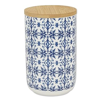 Bone Dry Ceramic Pet Collection Portuguese, Treat Canister, 4x6.5, Blue Tile