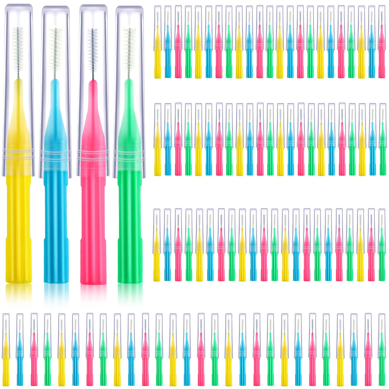 Patelai 100 Interdental Brush Set, Light Blue, Pink, Yellow, Light Green