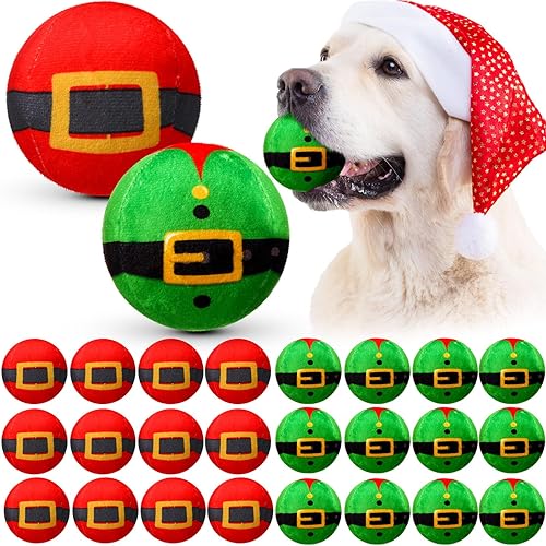 Miniatura 1 de 24 bolas de Navidad en julio para perros de 3.15 pulgadas de peluche de Papá Noel para perros, bolas chirriantes de Navidad para perros pequeños,
