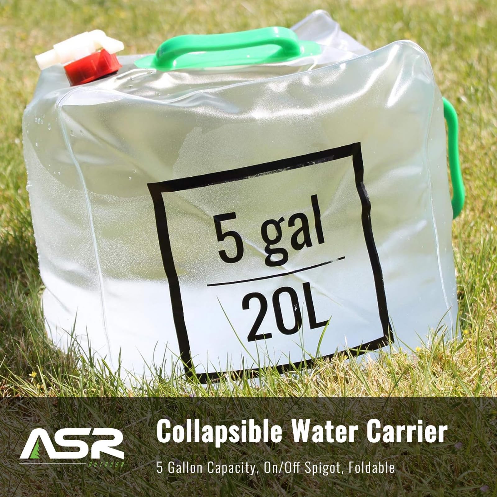 ASR Outdoor Collapsible Water Carrier Camping Emergency Bag - 5 Gallon/20 Liter