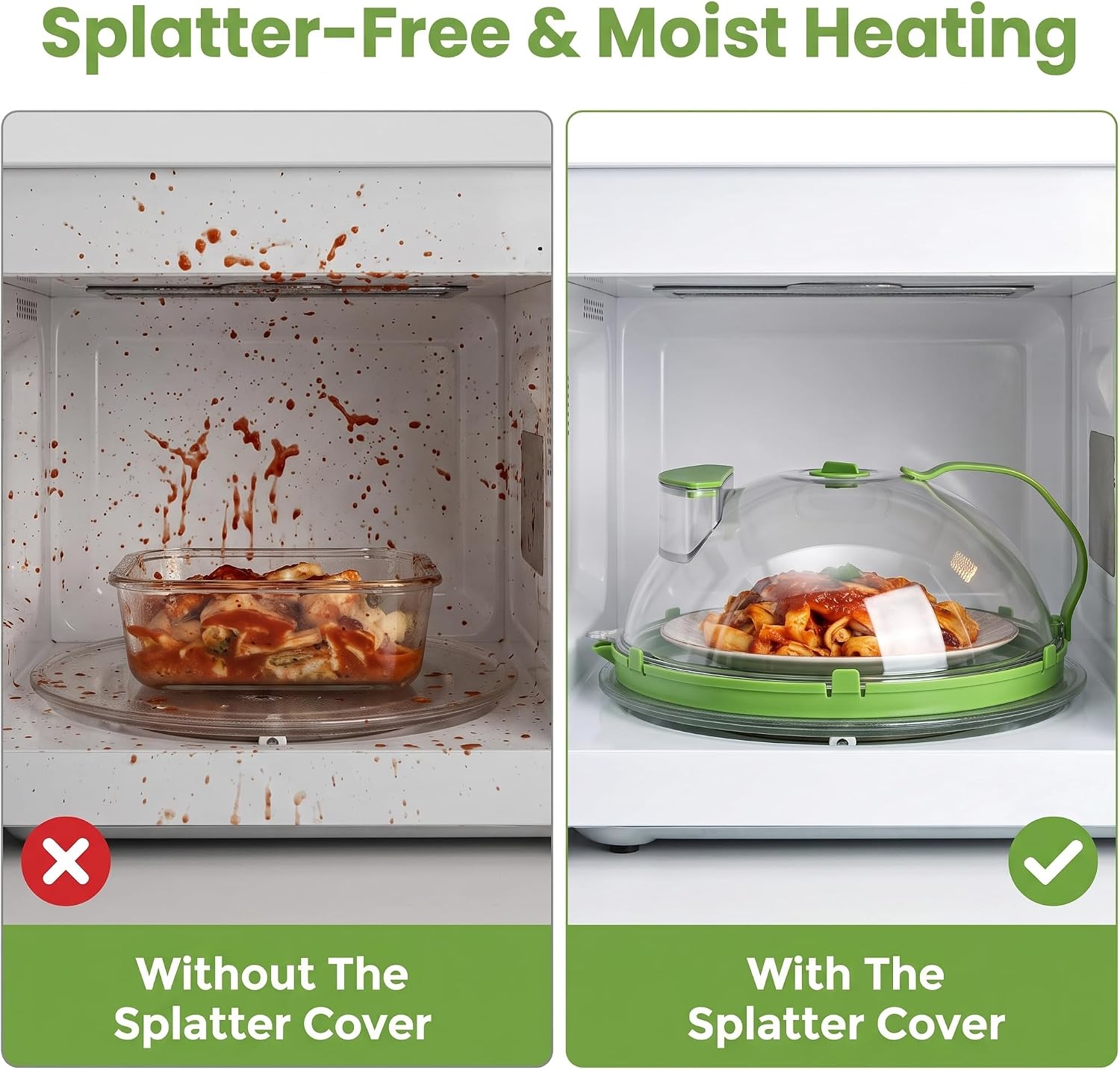 10" Microwave Splatter Cover with Water Steamer, Microwave Cover for Food
