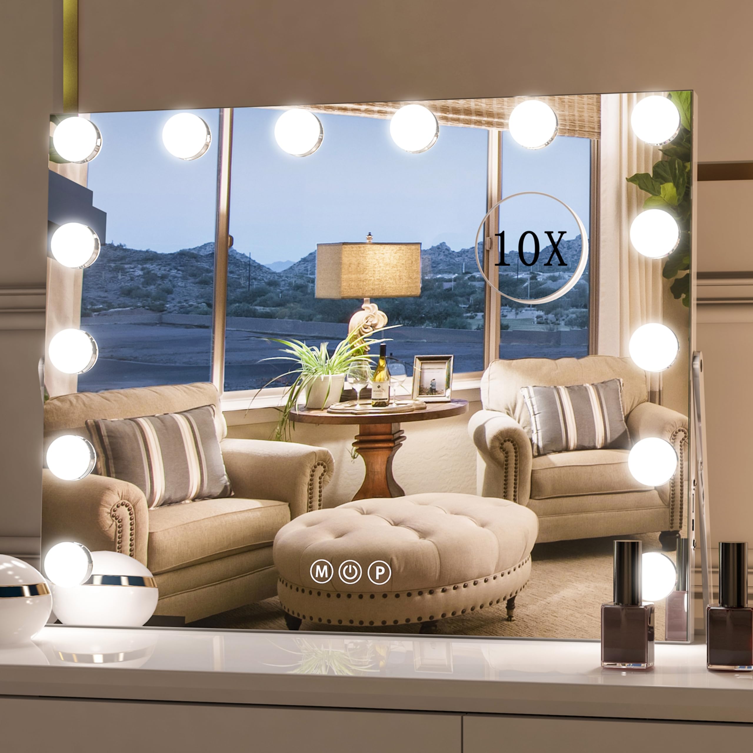 Vanity Makeup Mirror with Lights USB Charging,Hollywood Makeup Mirror, Large Vanity Lighted Mirror with 14 LED Bulbs
