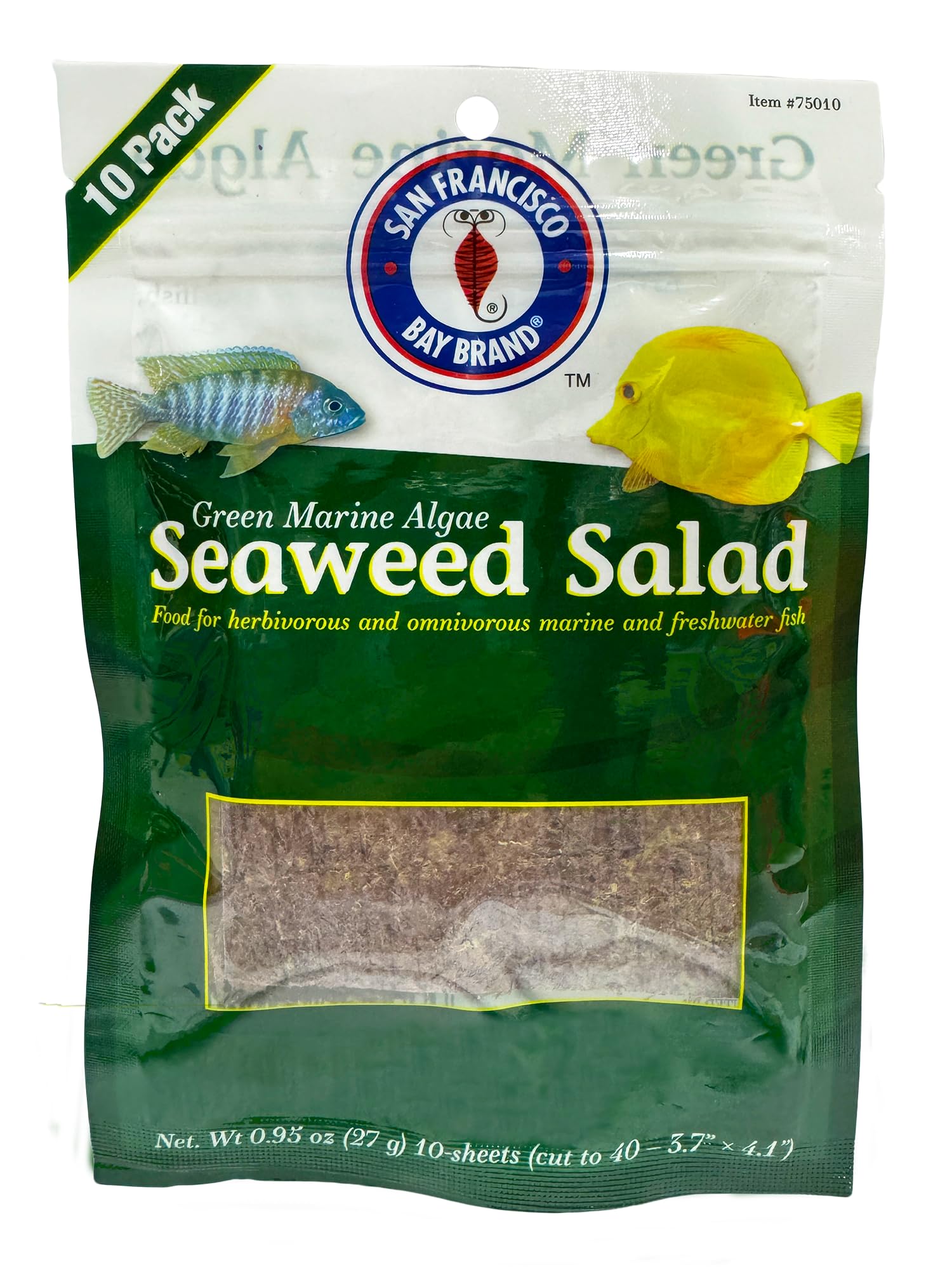 San Francisco Bay Brand Green Seaweed Salad Dried Marine Algae Bulk (0.91 Ounce 40 Mini Sheets) Aquarium Fish Food for Saltwater Marine & Freshwater | Seaweed for All Algae Eater Grazers
