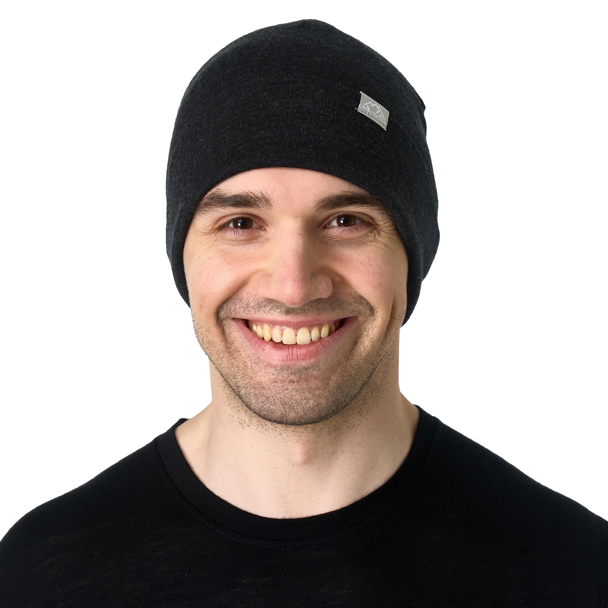 Merino Wool Beanie Men and Women – Cuff Merino Wool Hats for Men and Women - Unisex Adult Beanie Hat and Socks (Charcoal Grey, Large-XLarge)