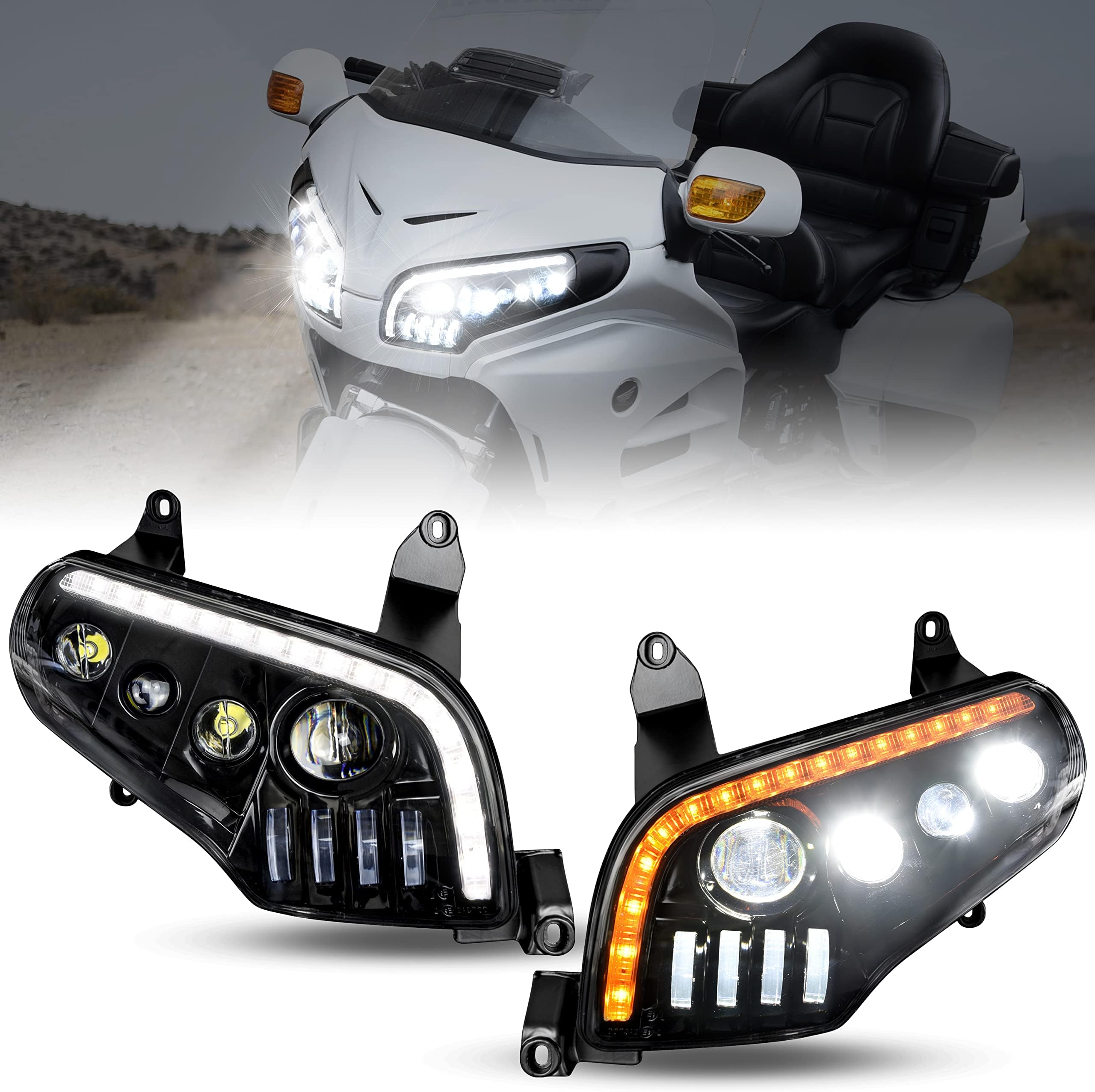 LED DRL Head Light Strips Daytime Running Lamps Kit for