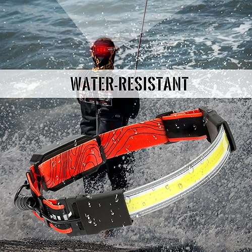 Miniatura 6 de Hopedone Linterna frontal recargable, 230 gran angular de 1000 lúmenes, linterna frontal con luz trasera roja, 3 modos de luz, luz LED ligera,