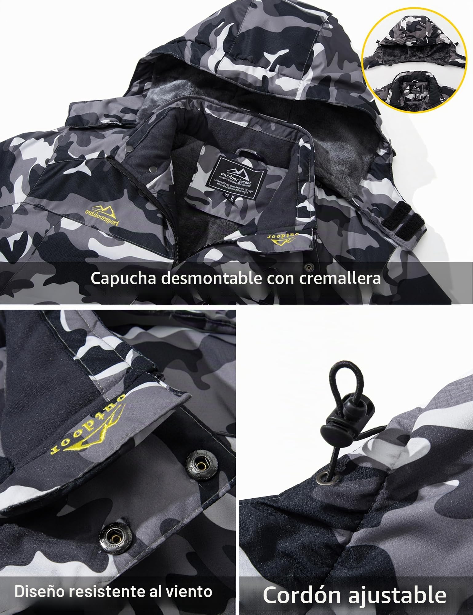 MAGCOMSEN Chaqueta de esquí impermeable para hombre a prueba de viento Mountain Parka con capucha