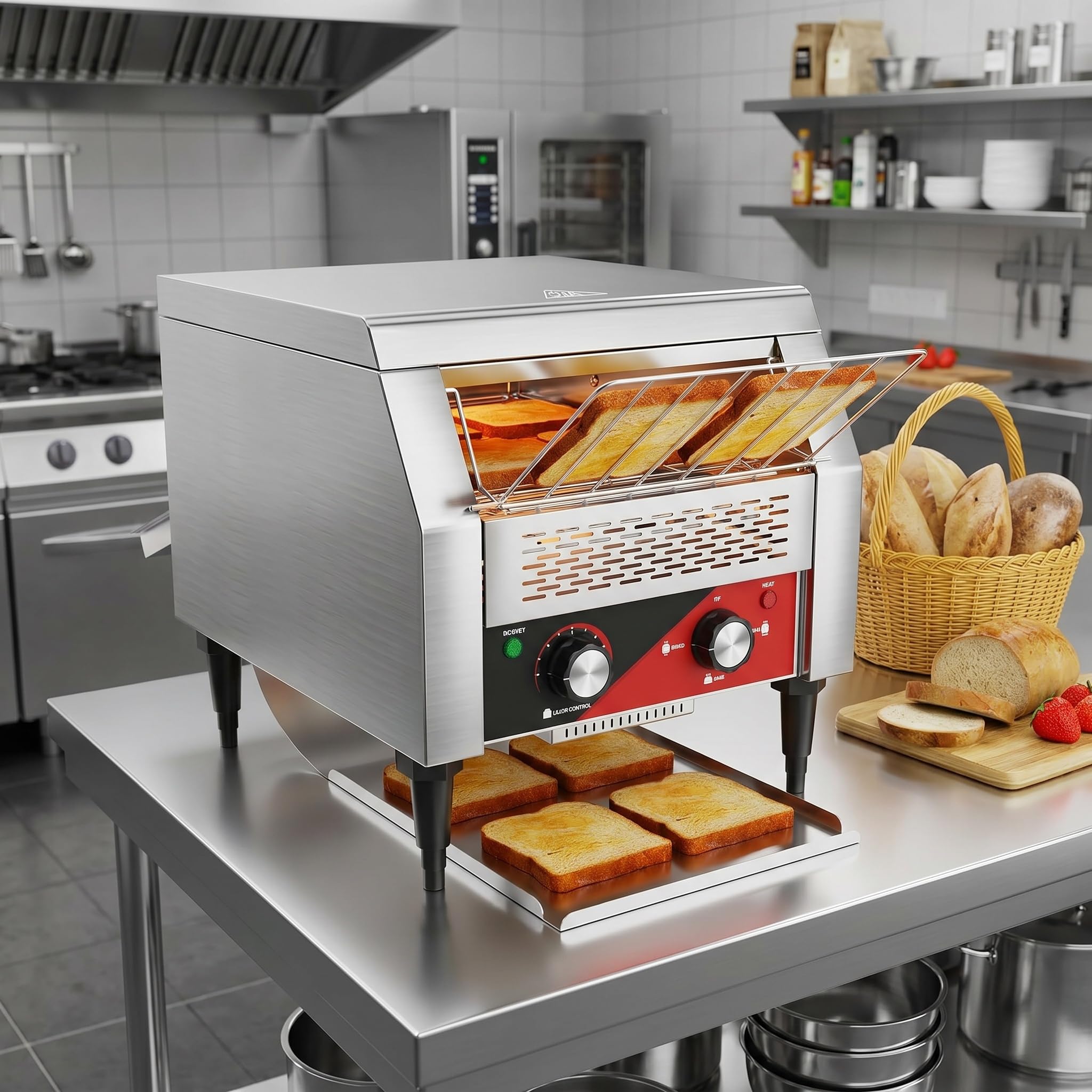 Wytrzymała toster ze stali nierdzewnej do użytku komercyjnego, idealna do kawiarni, hoteli i restauracji – tosty śniadaniowe o dużej objętości, 150 plasterków