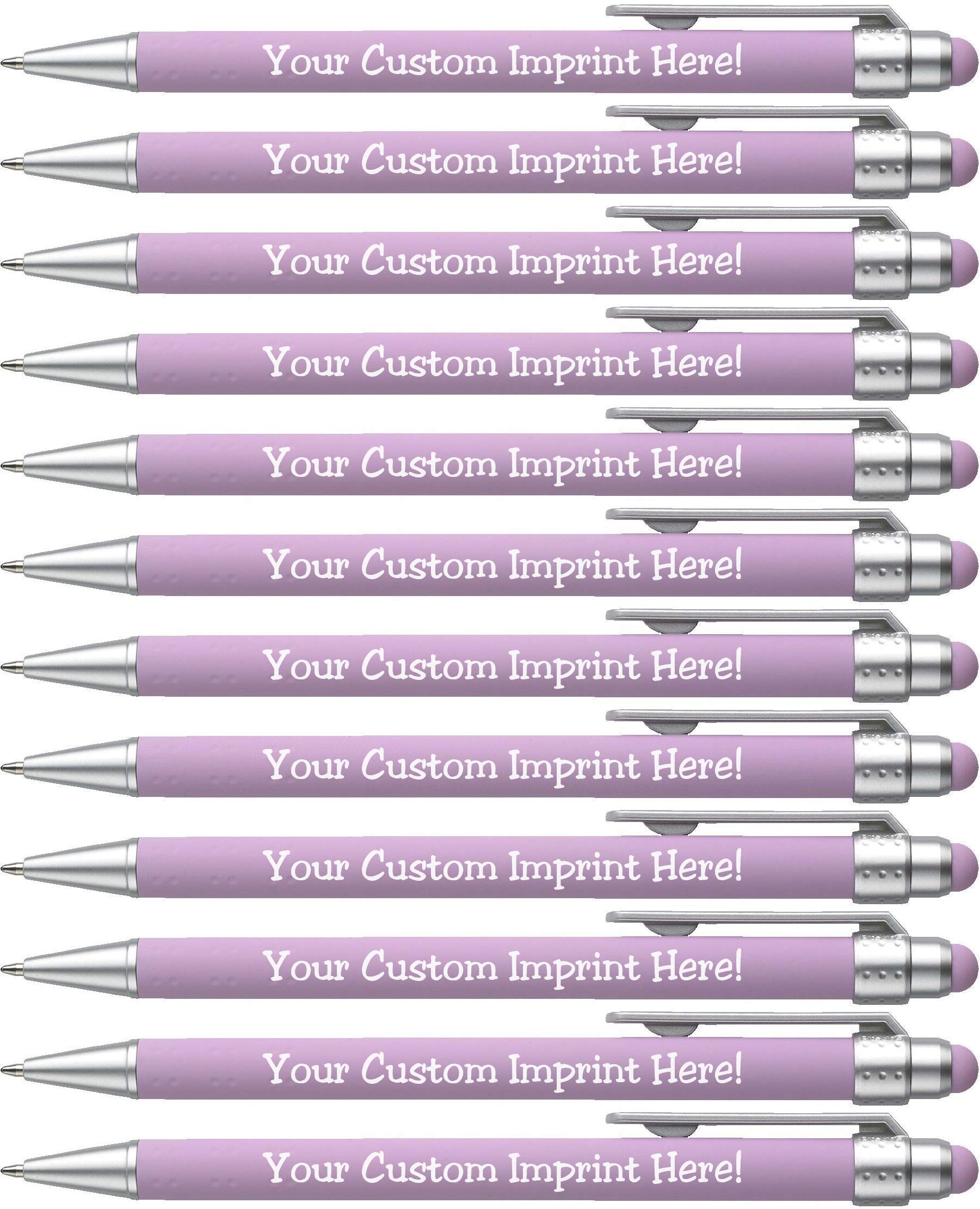 ExpressDesigns™ - Pastel Personalized Pens with Stylus - Soft Touch Design - Custom Printed Name Pens with Black Ink - Imprinted with Logo or Message