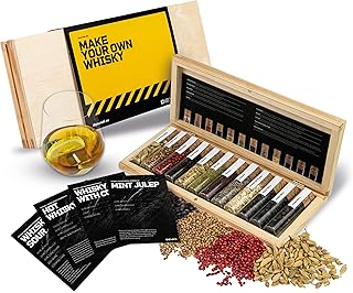 DIBYS Mini Whiskey Flavoring Kit | Whisky Infusion Kit with 12 Botanicals, 4 Recipe Cards, Spice Guide & Wooden Box | at H...