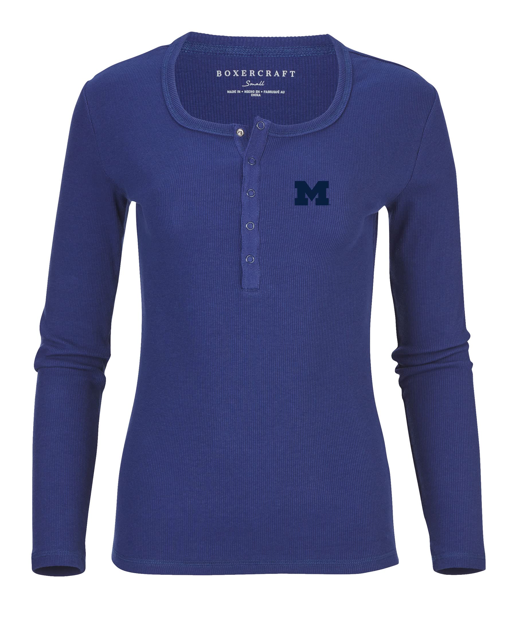 Boxercraft Women's University of Michigan Wolverines Harper Henley, Navy, M