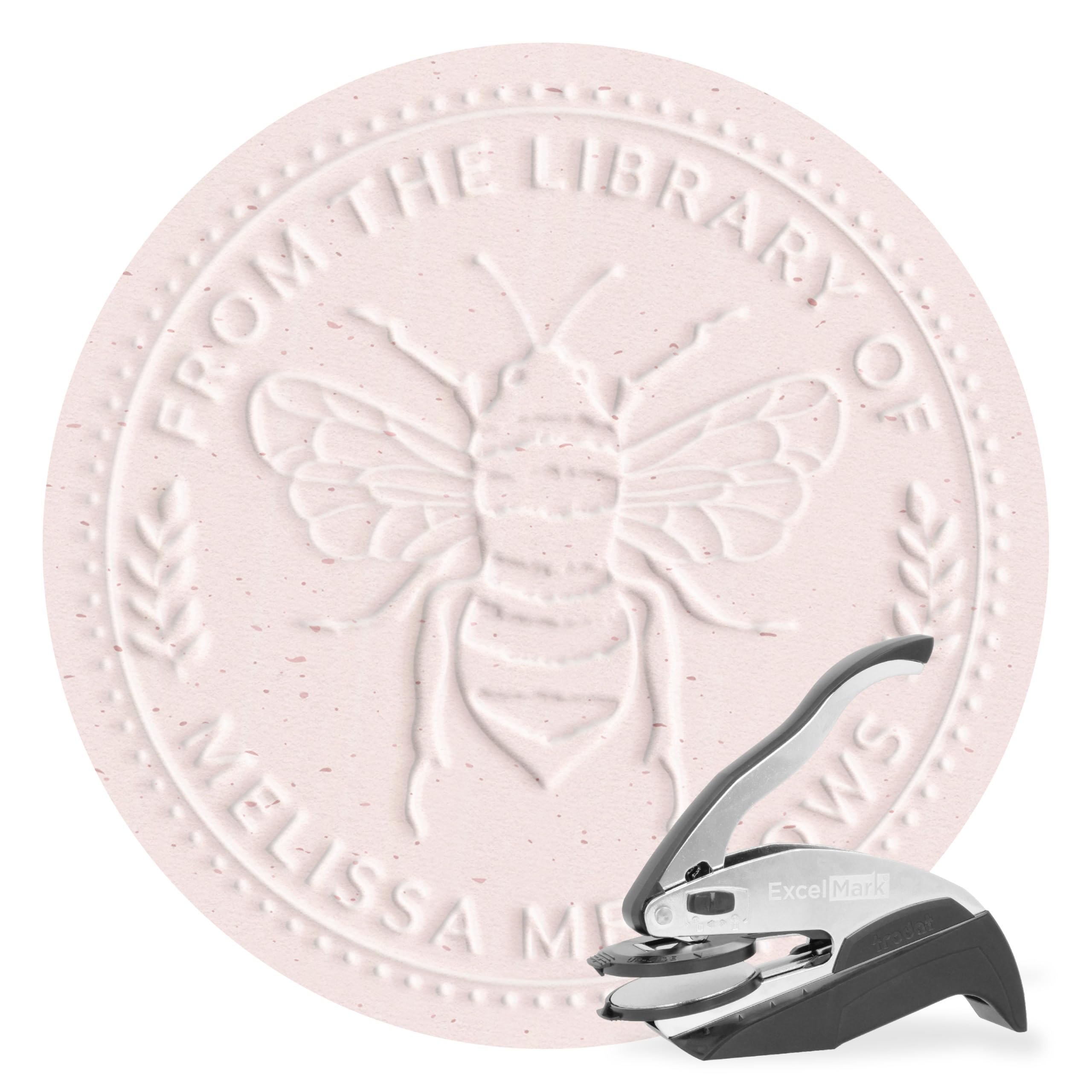 ExcelMarkPersonalized Book Embosser - Vintage Bee (Round)
