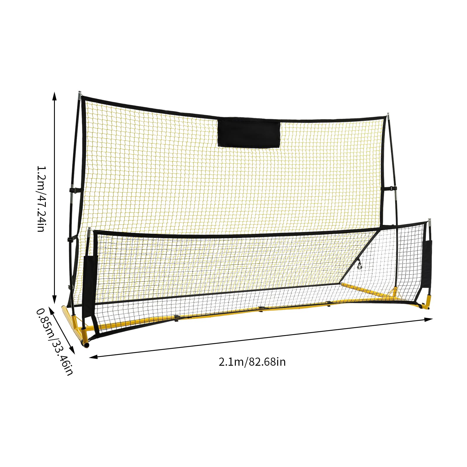 Calcio rimbalzo 2 in 1 rete per esercizi di calcio, 2,1 x 1,2 m, portatile e integrato, per allenamento su qualsiasi superficie