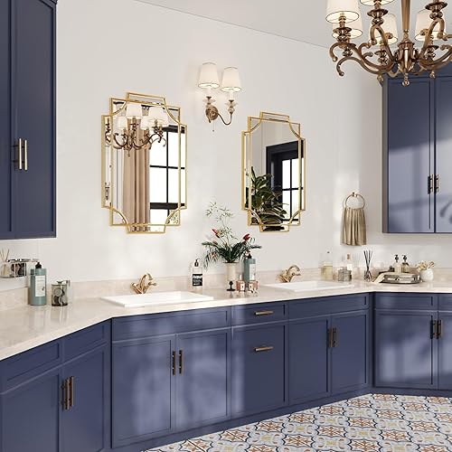 Miniatura 5 de Kelly Miller Espejo de baño dorado para pared, espejo de pared dorado de 20 x 30 pulgadas, espejo de tocador, espejo decorativo para decoración de