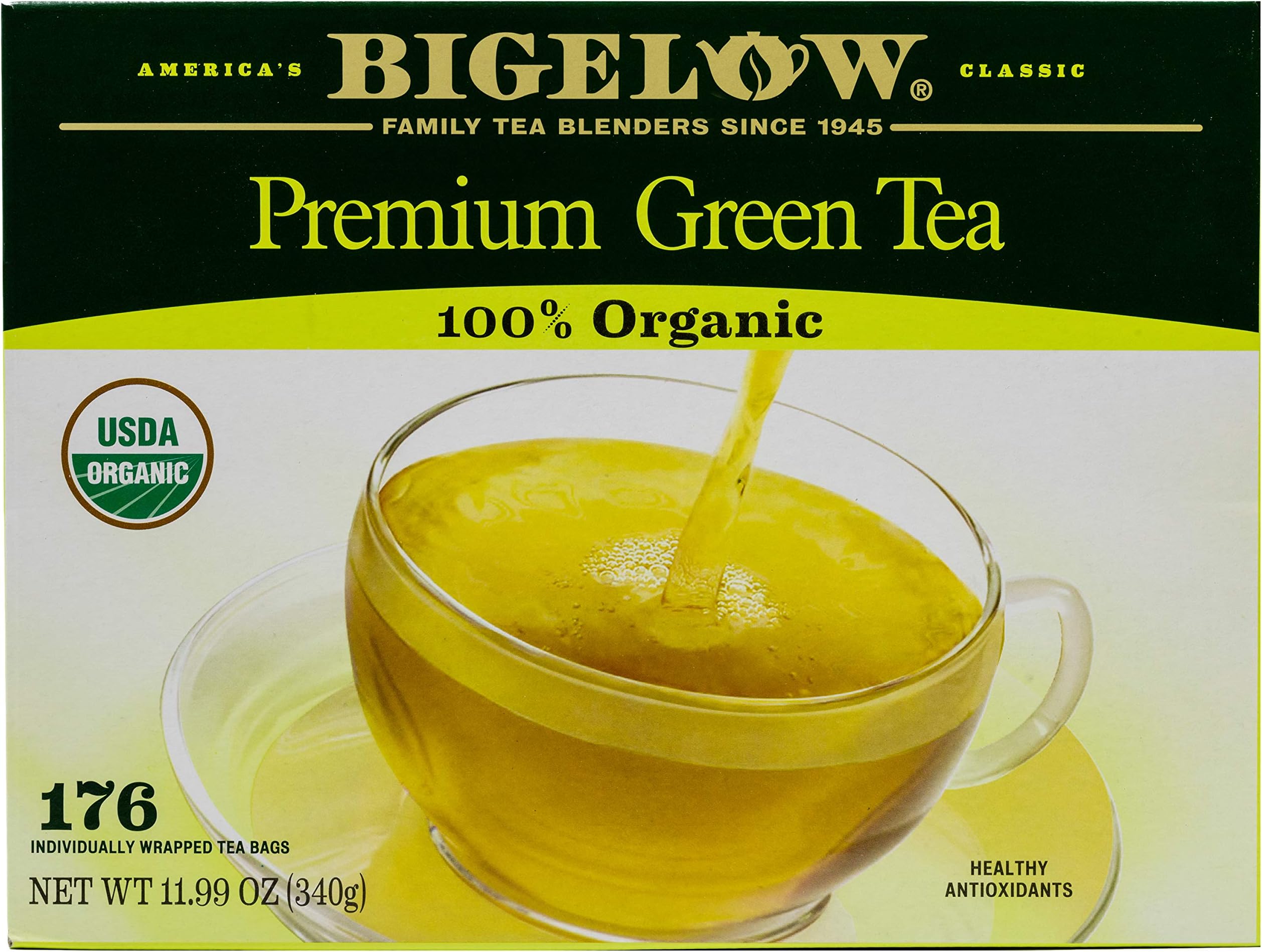 Bigelow Premium 100-Percent Organic Green Tea 176-Count Box