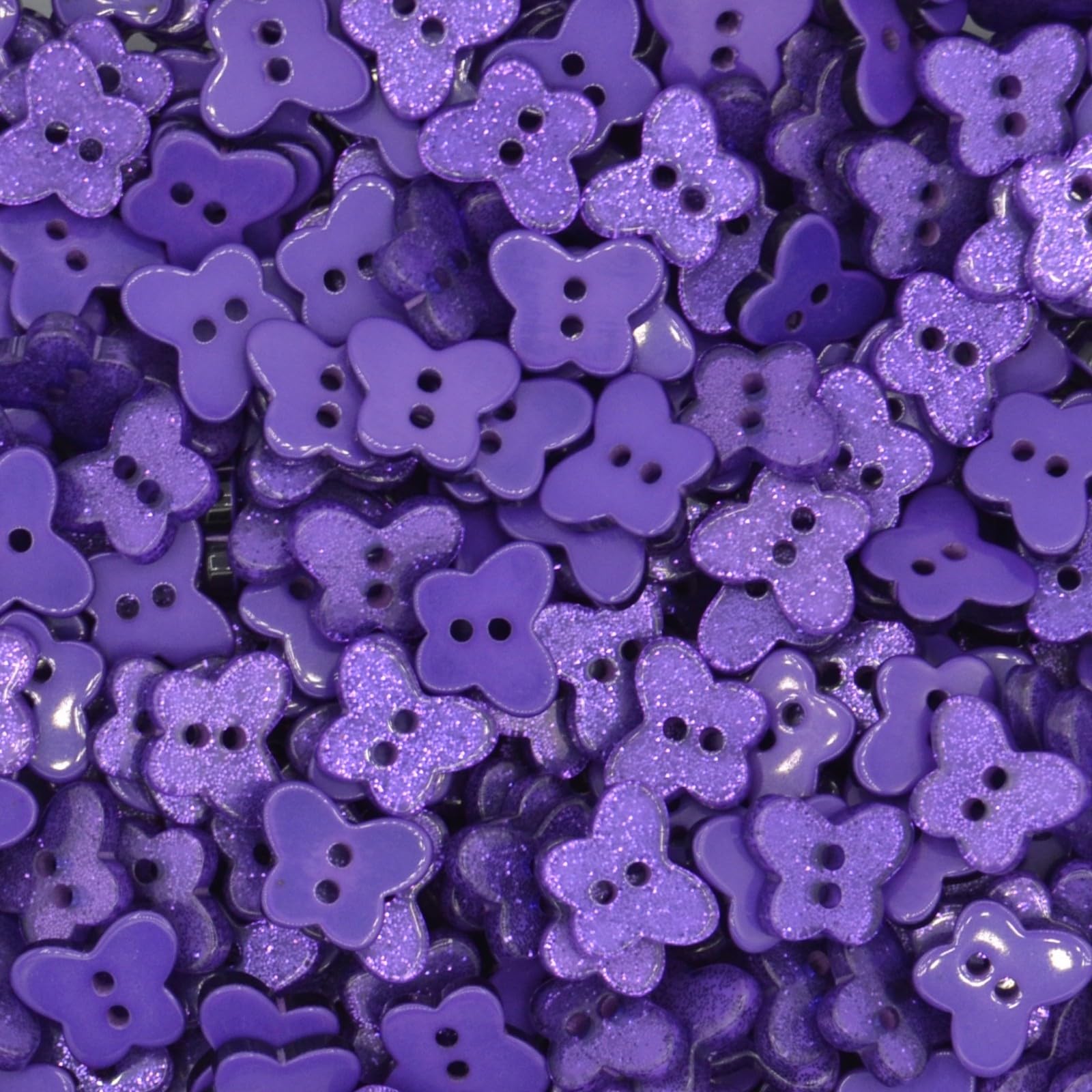 celloexpress 14mm Glitter Butterfly Buttons - Ideal for Sewing/Knitting/Clothes & Scrapbooking (Purple, Pack of 50)