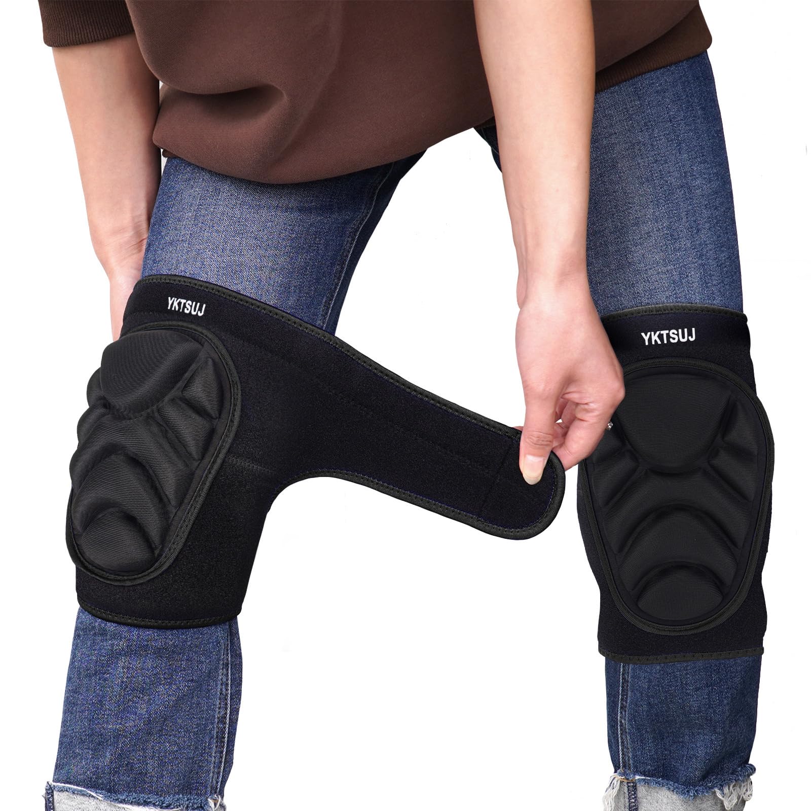 Rodilleras para mujeres y hombres para jardinería, trabajo en casa, limpieza de suelos y alfombras, trabajos de construcción, limpieza de rodilleras con tela de alta elasticidad, color negro,