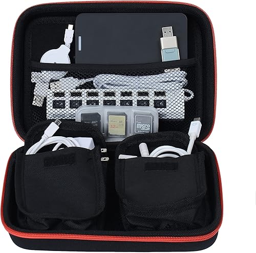 Miniatura 7 de Funda protectora de almacenamiento rígida compatible con DJI Mini 2, Mavic Mini, Osmo Pocket, GoPro, Sjcam, cámara de acción Akaso (rojo)