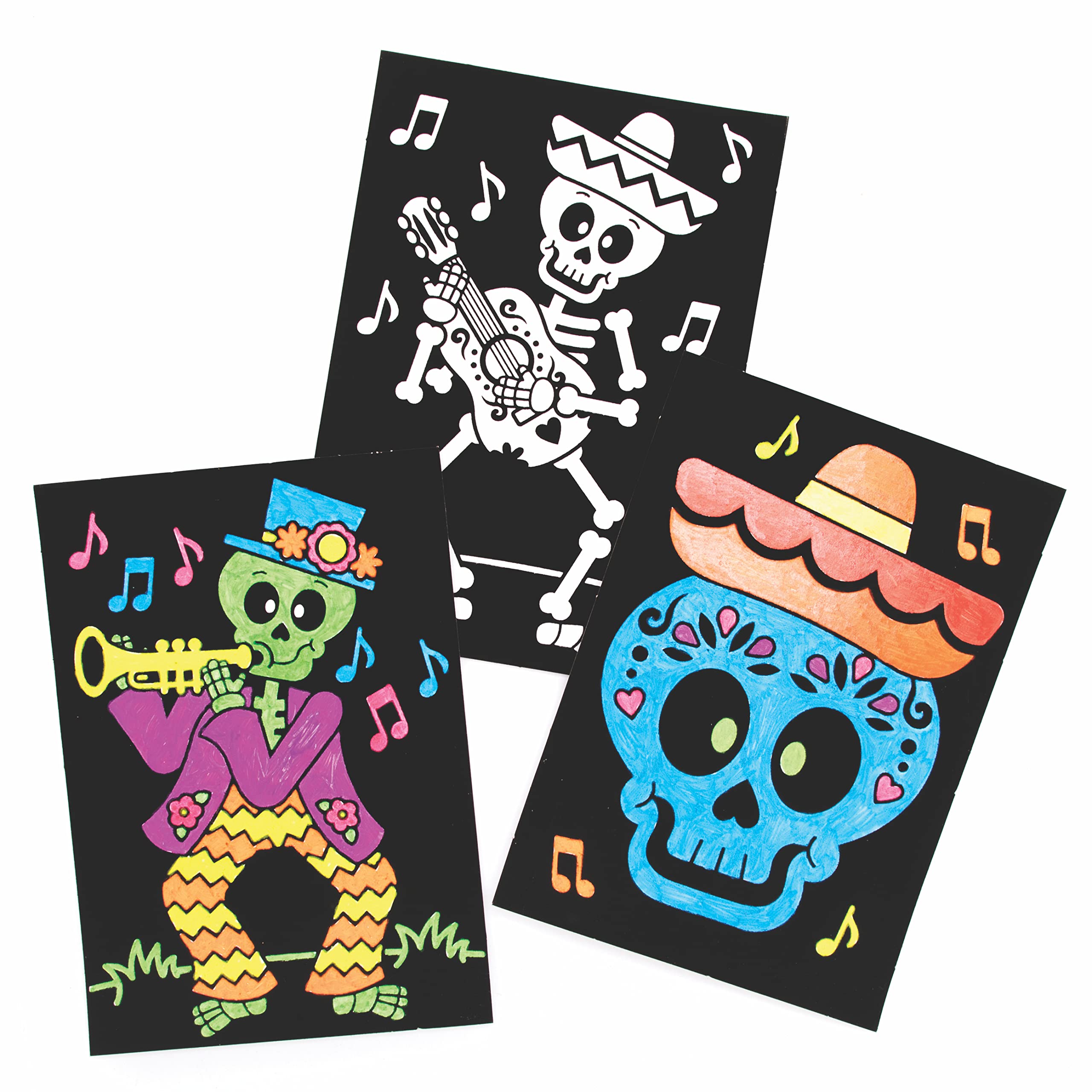 Baker Ross FE729 Day of the Dead Colour In Picture Decorations - Pack of 10, Felt Craft Pictures, Make Your Own Picture Decoration, Craft Set for Children to Decorate and Display,Black