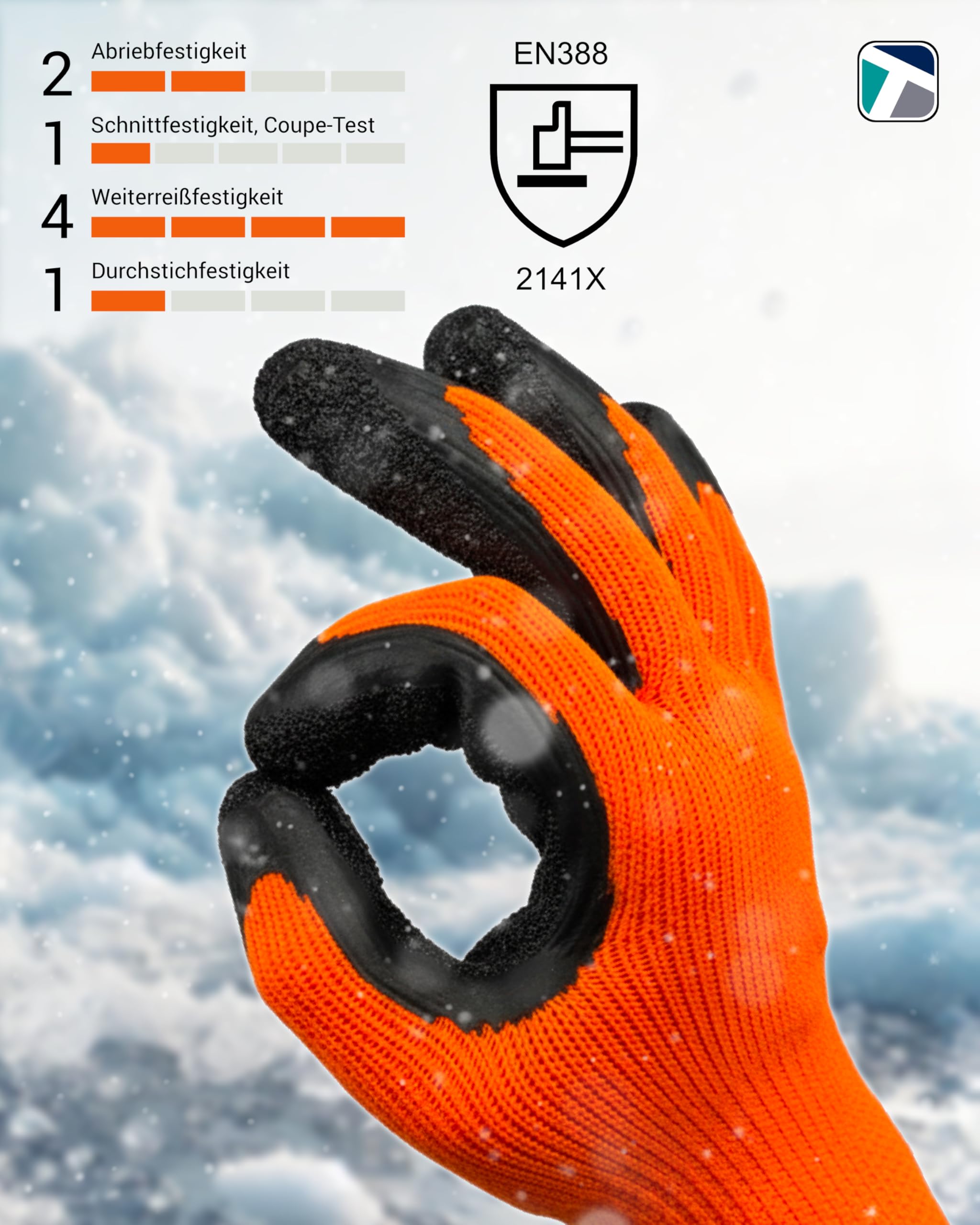Trevendo Gants d'hiver 24 paires - gants isolants avec revêtement en latex - protection contre le froid - gants de sécurité - gants de travail - temps froid - utilisation polyvalente - taille 9