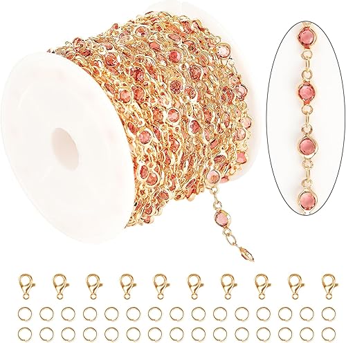 Miniatura 36 de KYUNHOO 16.4 Feet Gold Plated Chain for Jewelry Making Black Rhinestone Bead Chain with Jump Rings and Lobster Clasps Jewelry Craft DIY Decoration