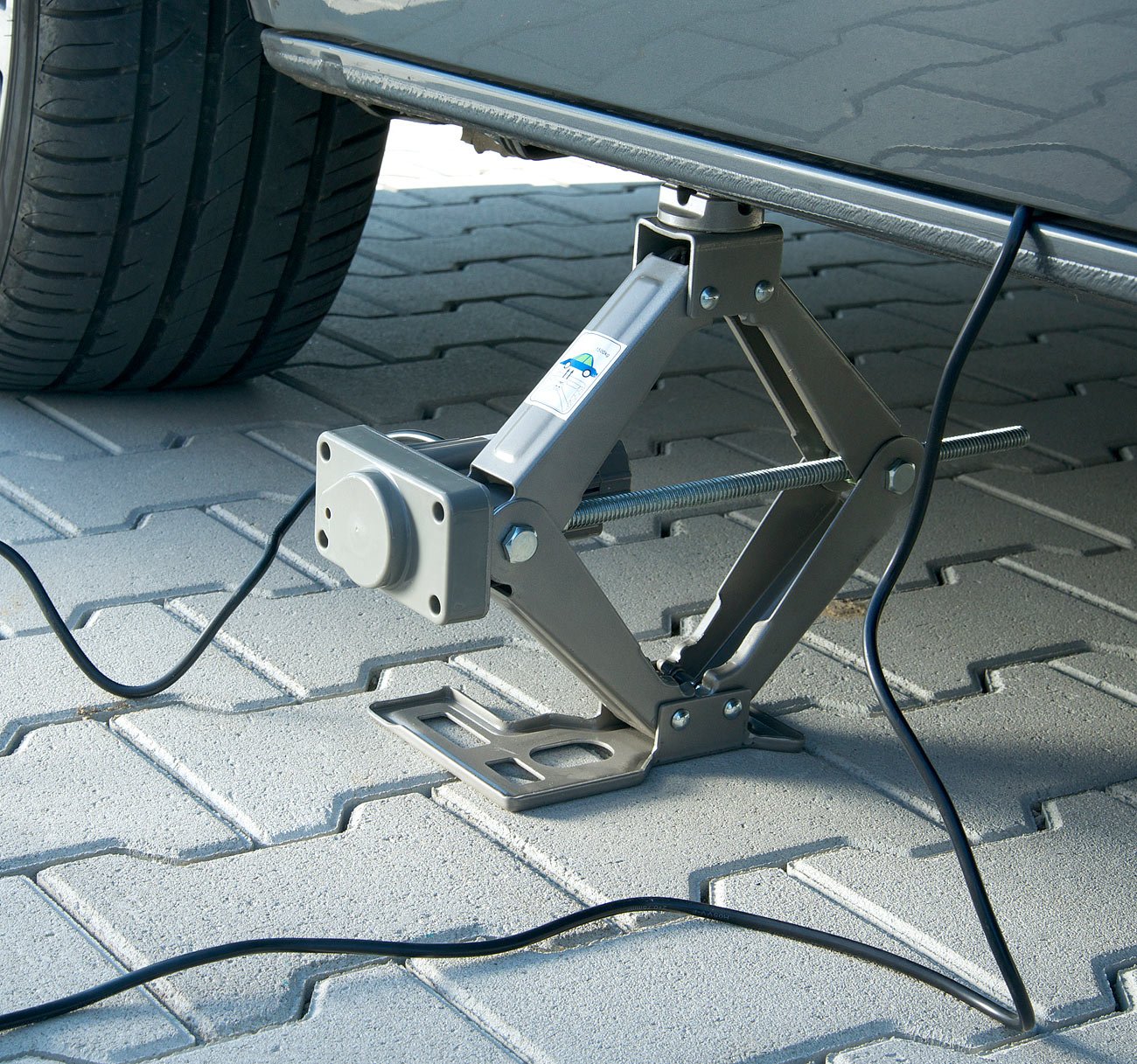 Lescars Piezas y Accesorios para Coches - Gato hidráulico eléctrico: Gato eléctrico, para 12 V, 750 kg de Capacidad de elevación (hidráulico 12v, Tijera, vehículo)