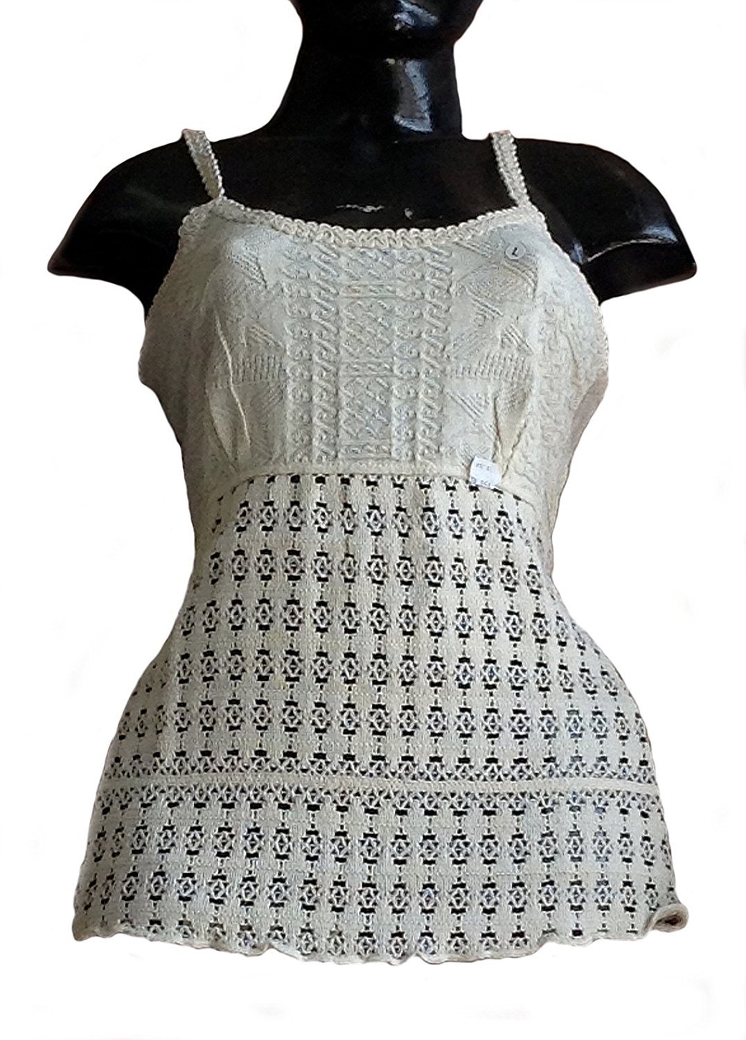 Camiseta blanca para mujer, tirantes finos, 100% algodón ecológico Pima, algodón orgánico con bordado de agujeros