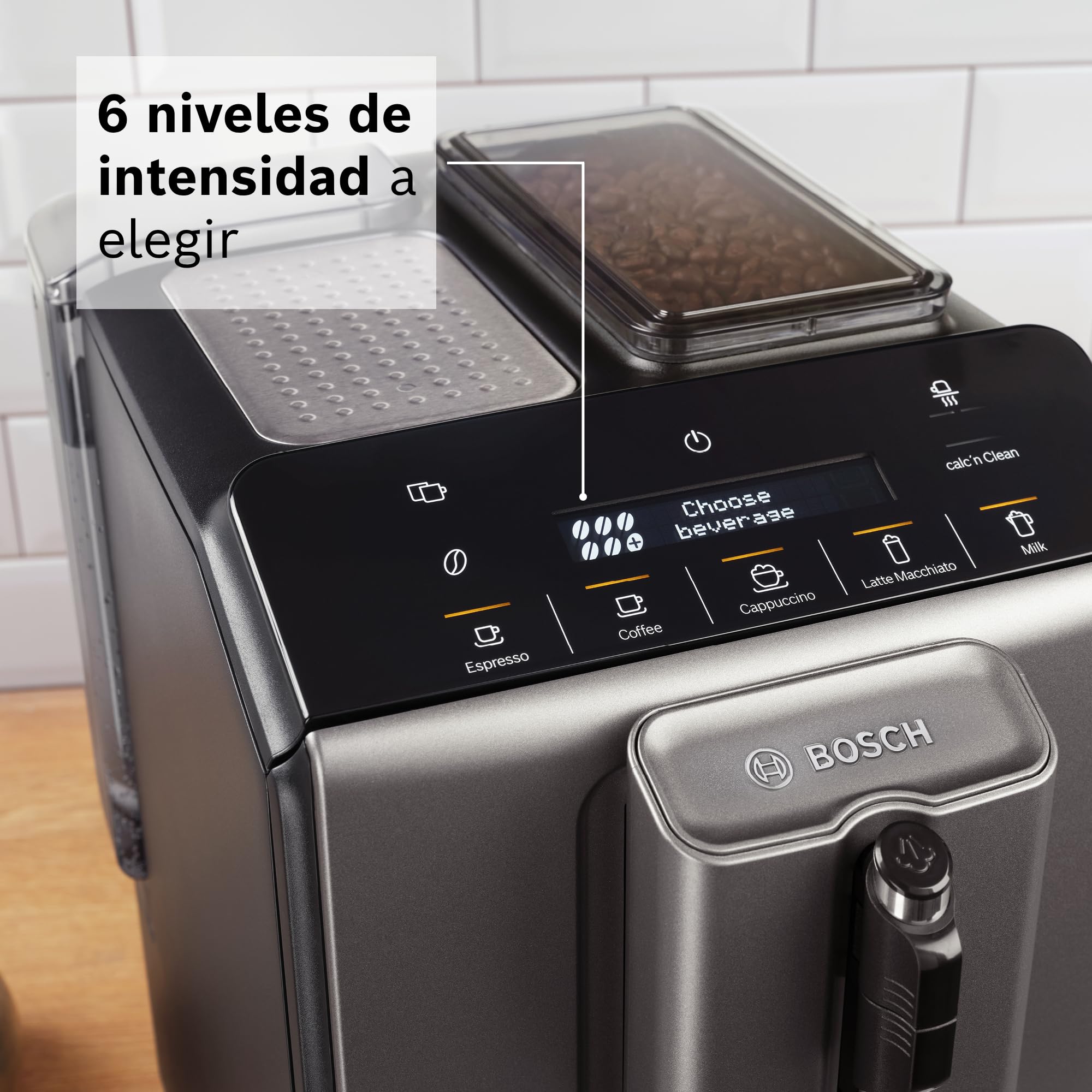 Bosch, Cafetera Superautomática, 6 Niveles Intensidad, Acero, TIE20504