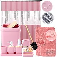 Vista 42 de Juego de baño negro, papelera de baño de 9 piezas, decoración para baño con soporte para cepillo de dientes, taza, dispensador de loción, bandeja