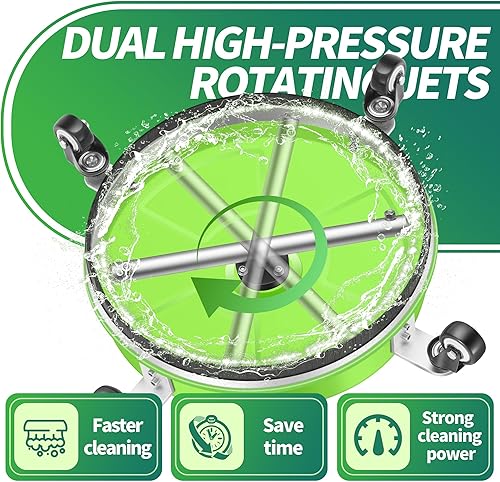 Miniatura 50 de PWS14G - Limpiador de superficies de hidrolavadora de 14 pulgadas con 4 ruedas, limpiador de superficies de acero inoxidable verde recubierto