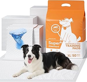 Meowant Puppy Pads, 50 Count - 35x24 Inch Super Absorbent Dog Pee Pads, 6-Layer Quick-Dry Leak-Proof Disposable Pee Potty Training Pads for Dogs and Cats, Extra Large