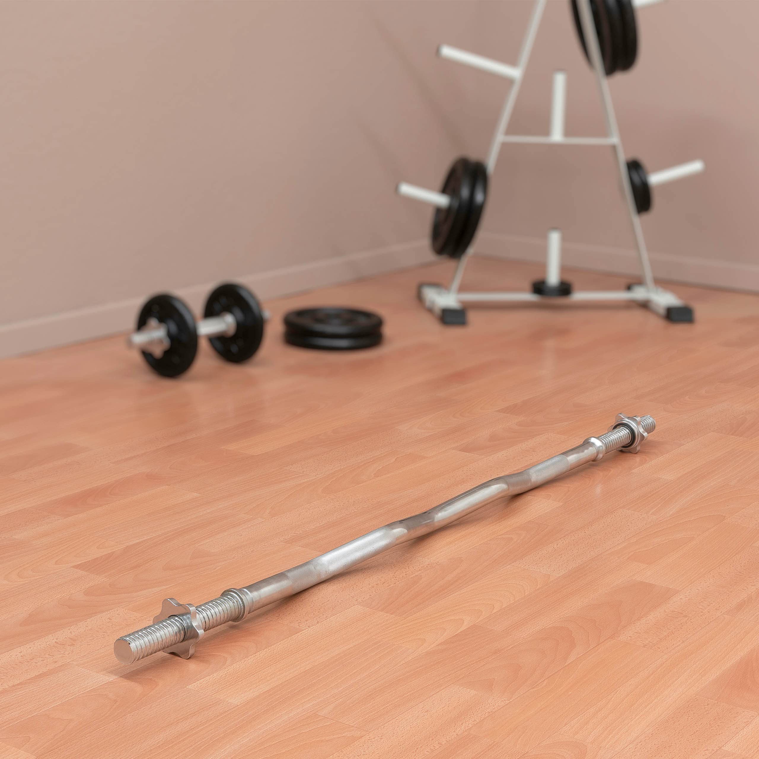 Curlstange 120 cm Krafttraining Zugstange silber verchromt Sternverschluss Workout Bodybuilding Fitness Gewichtheben bis 150kg